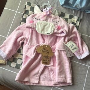 Baby Essentials Pink Unicorn Hooded Robe